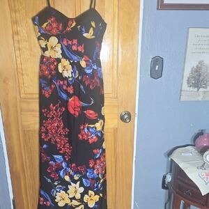 Band of Gypsies Black Maxi Dress with Floral Print